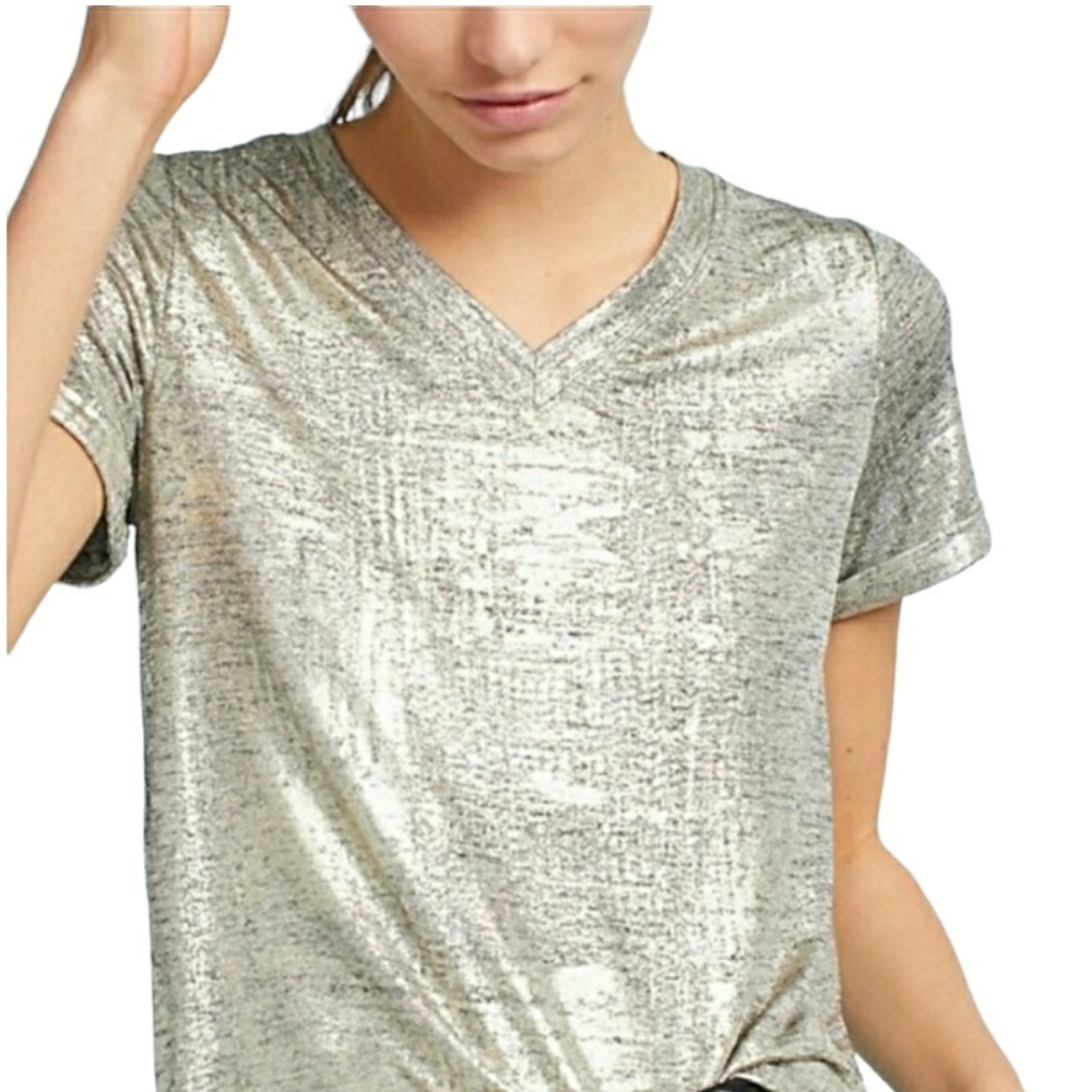 Anthropologie Akemi + Kin Gold Shimmer Top Small - Picture 10 of 11